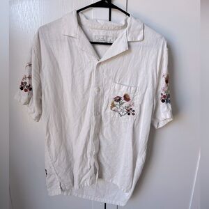 Abercrombie & Fitch Men's Camp Collar Summer Linen-Blend Embroidered Shirt